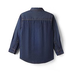 Pine Kids Denim Woven Full Sleeves Washed Shirt - Navy Blue
