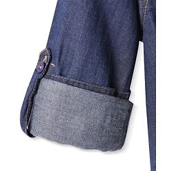 Pine Kids Denim Woven Full Sleeves Washed Shirt - Navy Blue