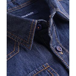 Pine Kids Denim Woven Full Sleeves Washed Shirt - Navy Blue
