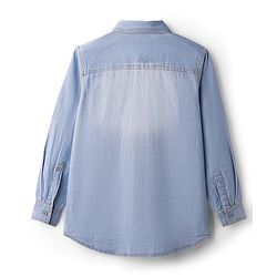 Pine Kids Denim Woven Full Sleeves Washed Shirt - Navy Blue