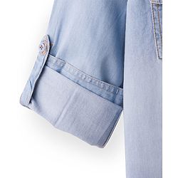 Pine Kids Denim Woven Full Sleeves Washed Shirt - Navy Blue