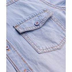 Pine Kids Denim Woven Full Sleeves Washed Shirt - Navy Blue