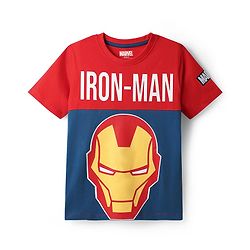 Pine Kids Marvel Single Jersey Knit Half Sleeves T-Shirt & Cut & Sew Short With Avengers Graphics - Red