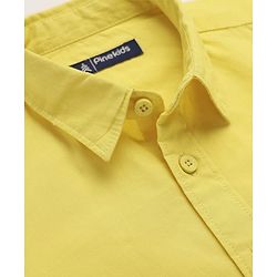 Pine Kids 100% Cotton Full Sleeves Solid Coloured Shirt - Yellow