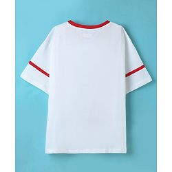 Pine Kids Marvel Single Jersey Knit Half Drop Shoulder Sleeves T-Shirt & Cut & Sew Shorts Set With Avengers Graphics - White & Red