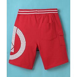 Pine Kids Marvel Single Jersey Knit Half Drop Shoulder Sleeves T-Shirt & Cut & Sew Shorts Set With Avengers Graphics - White & Red