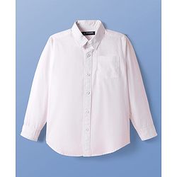 Pine Kids 100% Cotton Full Sleeves Solid Coloured Shirt With Inner Tee - White