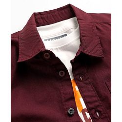 Pine Kids 100% Cotton Full Sleeves Solid Coloured Shirt With Inner Tee - White