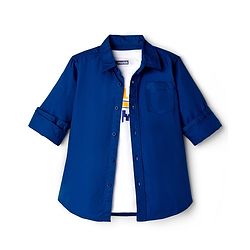 Pine Kids 100% Cotton Full Sleeves Solid Coloured Shirt With Inner Tee - White