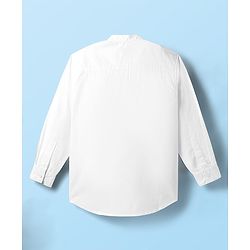 Pine Kids Cotton Woven Full Sleeves Mandarin Collar Solid Kurta Style Shirt - White