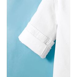 Pine Kids Cotton Woven Full Sleeves Mandarin Collar Solid Kurta Style Shirt - White