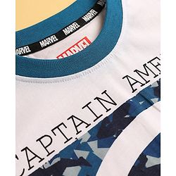 Pine Kids Marvel Single Jersey Knit Half Sleeves Drop Shoulder T-Shirt & Shorts Set with Avengers Graphics & Camouflage Detailing - Blue & White