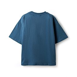 Pine Kids Disney Single Jersey Knit Half Drop Shoulder Sleeves Oversized T-Shirt With Mickey Mouse & Family Graphics - Blue