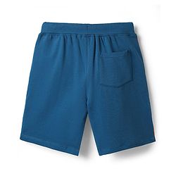 Pine Kids Disney Terry Knit Knee Length Shorts with Cut & Sew Design & Mickey Mouse Print - Navy Blue & Orange