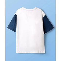 Pine Kids Disney Single Jersey Knit Half Drop Shoulder Sleeves T-Shirt & Shorts Set With Mickey Mouse & Family Graphics - White & Red