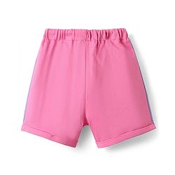 Pine Kids Disney Single Jersey Knit Half Drop Shoulder Sleeves Oversized T-Shirt & Cut & Sew Shorts Set With Minnie Mouse & Family Graphics - Pink