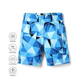 Pine Active Cycling Shorts With Abstract Print - Blue