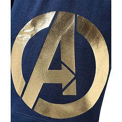 Pine Kids Marvel Terry Knit Knee Length Shorts with Avengers Graphics & Foil Detailing - Navy Blue