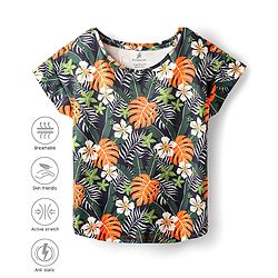 Pine Active Half Sleeves T-Shirt With Floral Print - Multicolour