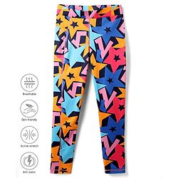 Pine Active Knit Super Stretch Leggings With Star Print - Multicolor