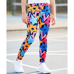 Pine Active Knit Super Stretch Leggings With Star Print - Multicolor
