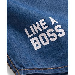 Pine Kids Denim Woven Full Sleeves Shirt With Text Print - Blue