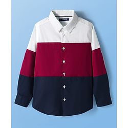 Pine Kids Cotton Woven Full Sleeves Solid Block Shirt - Multicolour