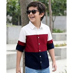 Pine Kids Cotton Woven Full Sleeves Solid Block Shirt - Multicolour