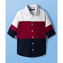 Pine Kids Cotton Woven Full Sleeves Solid Block Shirt - Multicolour