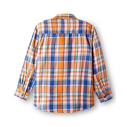 Pine Kids Cotton Woven Full Sleeves Checkered Shirt With T-Shirt - Orange