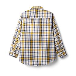 Pine Kids 100% Cotton Full Length Checks Shirts With Text Printed Tank T-Shirt - Yellow & Navy Blue