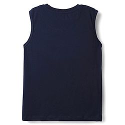 Pine Kids 100% Cotton Full Length Checks Shirts With Text Printed Tank T-Shirt - Yellow & Navy Blue