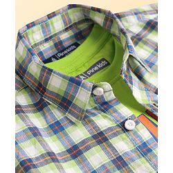 Pine Kids Cotton Woven Full Sleeves Checks Shirt With T-Shirt - Multicolour