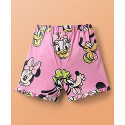 Pine Kids Disney Single Jersey Knit Oversize Drop Shoulder Half Sleeves Shorts Night Suit with Minnie & Friends Graphics - Light Blue & Pink