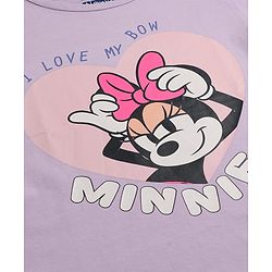 Pine Kids Disney Single Jersey Knit Oversized Half Sleeves Shorts Night Suit with Minnie & Friends Graphics - Lilac