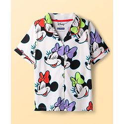 Pine Kids Disney Single Jersey Knit Half Sleeves Co-ords Shorts Night Suit With Minnie Mouse Print - White