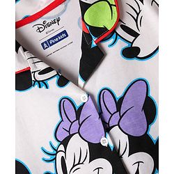Pine Kids Disney Single Jersey Knit Half Sleeves Co-ords Shorts Night Suit With Minnie Mouse Print - White