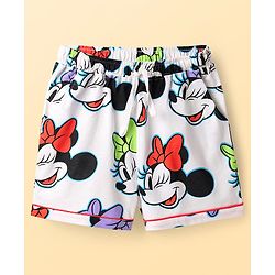 Pine Kids Disney Single Jersey Knit Half Sleeves Co-ords Shorts Night Suit With Minnie Mouse Print - White