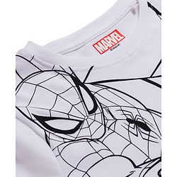 Pine Kids Marvel Single Jersey Knit Half Sleeves Night Suit With Spiderman Graphics - White & Navy Blue