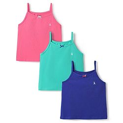 Pine Kids Cotton Elastane Singlet Sleeves Solid Slips Pack of 3 (Color May Vary)