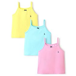 Pine Kids Cotton Elastane Knit Singlet Sleeves Solid Slips Pack of 3 (Color May Vary)
