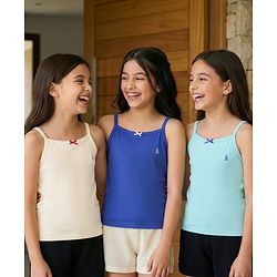 Pine Kids Cotton Elastane Knit Singlet Sleeves Solid Slips Pack of 3 (Color May Vary)