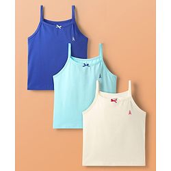 Pine Kids Cotton Elastane Knit Singlet Sleeves Solid Slips Pack of 3 (Color May Vary)