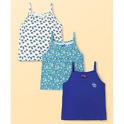Pine Kids Cotton Elastane Knit Singlet Sleeves Printed Slips Pack of 3 (Color May Vary)