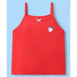 Pine Kids Cotton Elastane Knit Singlet Sleeves Slips With Strawberry Print Pack of 3 (Color May Vary)