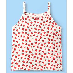 Pine Kids Cotton Elastane Knit Singlet Sleeves Slips With Strawberry Print Pack of 3 (Color May Vary)