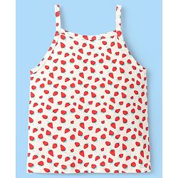 Pine Kids Cotton Elastane Knit Singlet Sleeves Slips With Strawberry Print Pack of 3 (Color May Vary)