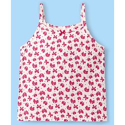 Pine Kids Cotton Elastane Knit Singlet Sleeves Bow & Polka Dot Printed Slips Pack of 3 (Color May Vary)