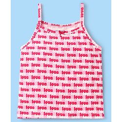 Pine Kids Cotton Elastane Knit Singlet Sleeves Love & Heart Printed Slips Pack of 3 (Color May Vary)
