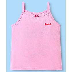 Pine Kids Cotton Elastane Knit Singlet Sleeves Love & Heart Printed Slips Pack of 3 (Color May Vary)